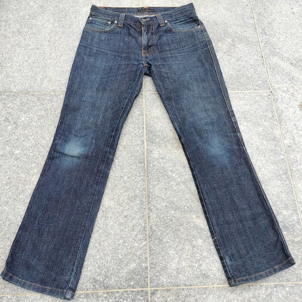 Nudie Mens Jeans Blue Denim Slim Jim Straight Leg Cotton Made in Italy Size 31 - Picture 4 of 14